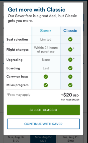 Upsell modal increased comprehension